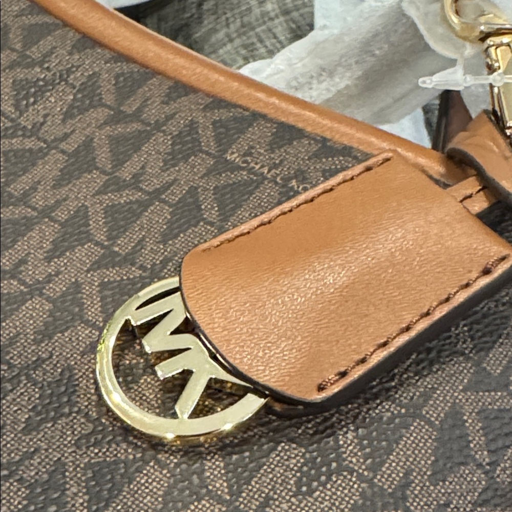 Michael Kors Bag Jet Set Signature Brown Leather Satchel Crossbody - Picture 15 of 16